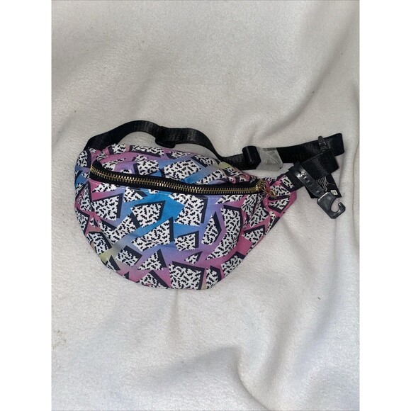 80s Retro Disco Fanny Pack Belt Waist Bag Spirit Halloween Neon Geometric New - Picture 1 of 5